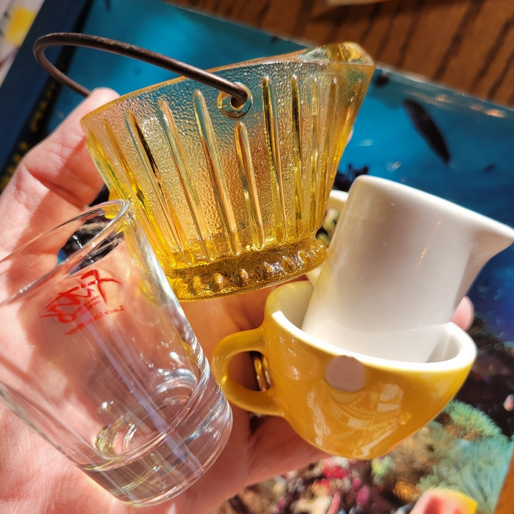 Vintage Glass Bucket Ashtray & Mini Creamer, Cup, Fitz Casino Shot Glass FINAL!